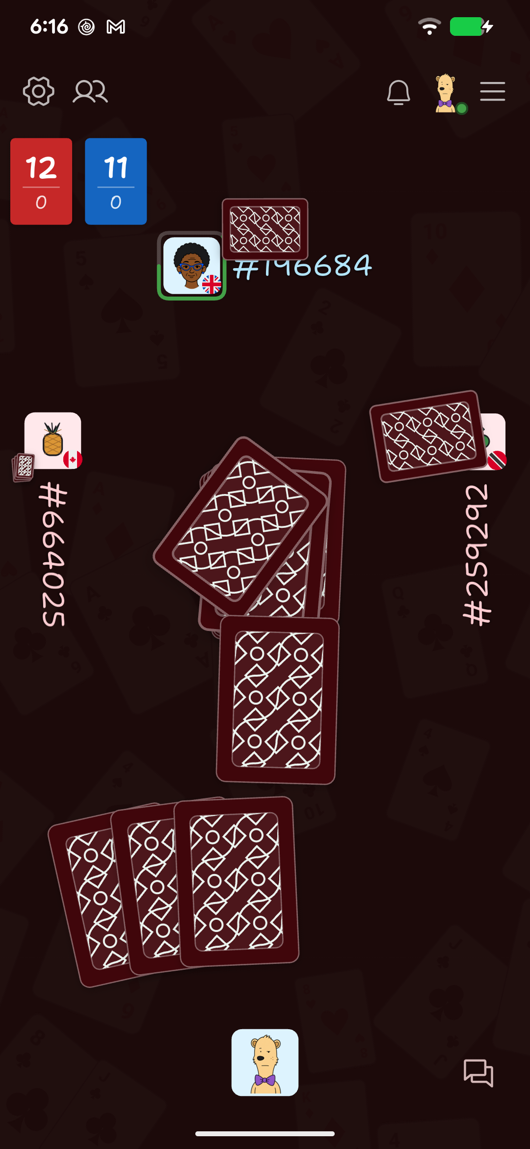 Dealing cards in HangJack