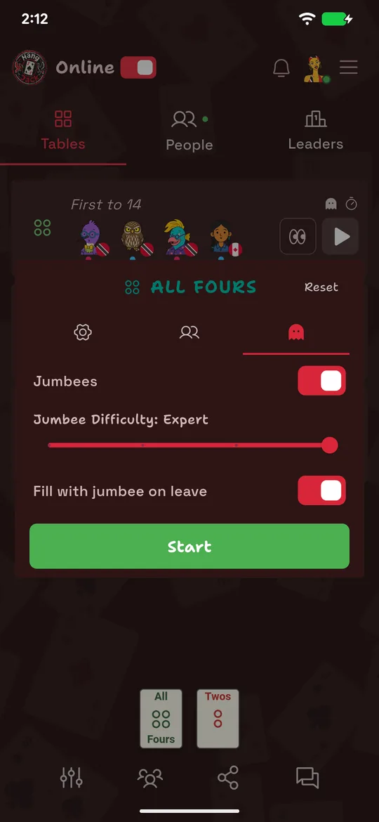 The Jumbee settings tab in HangJack