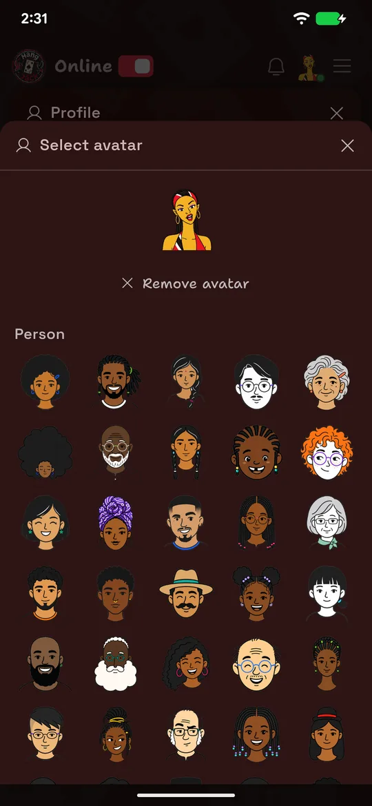 HangJack avatar picker