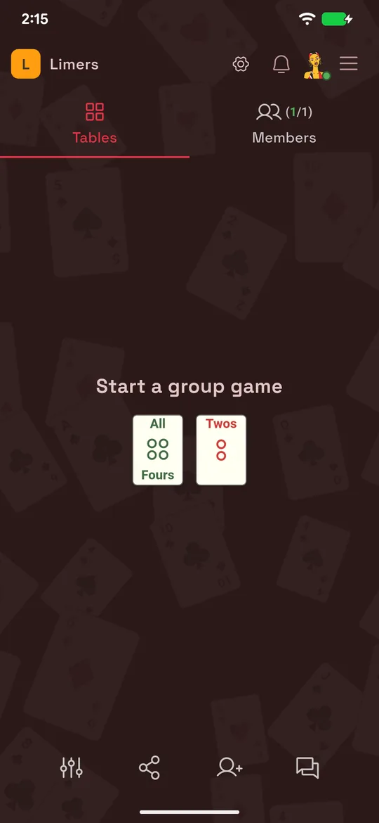 The Tables tab of a HangJack group