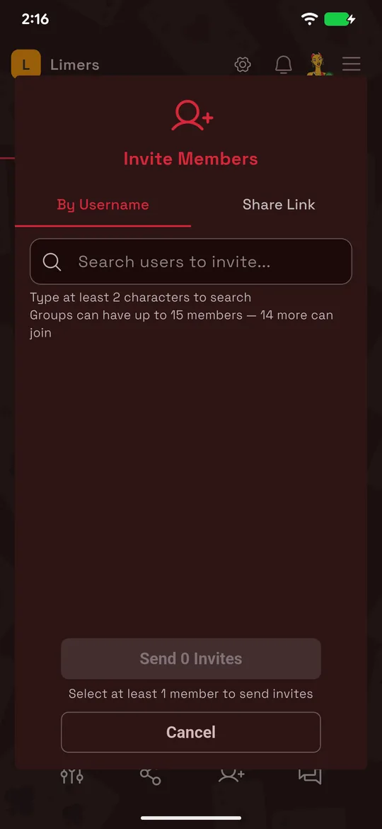 The HangJack Invite Members sheet